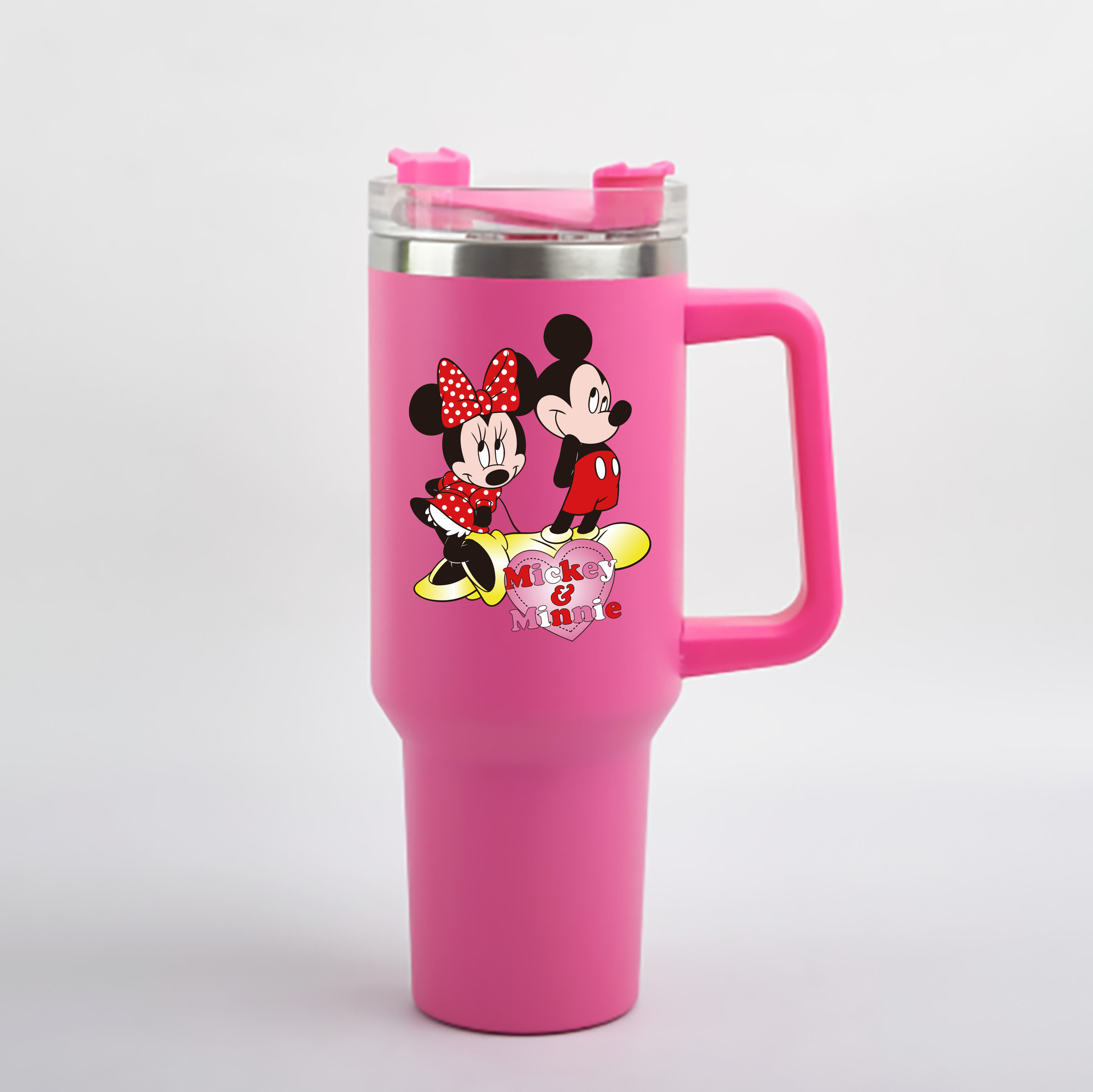 ミッキーマウス Mickey Mouse 1200mL車用タンブラー - クリスタルステッカー（プラスチックストロー付き）